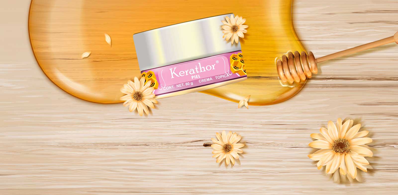 Promocion de la crema kerathor piel cera de abeja